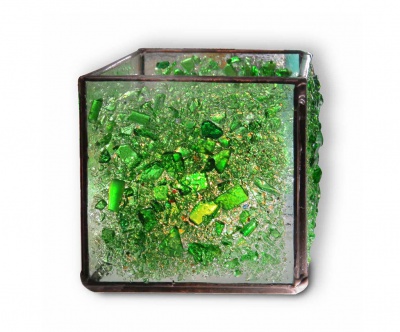 Candle holder Green Cube, Ref. 6838
