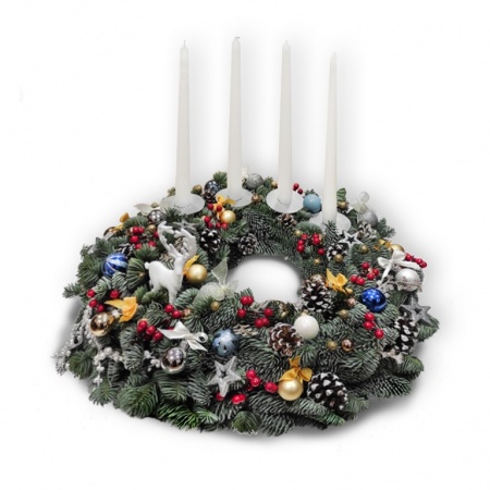 Ziemassvētku vainags, D45 cm ar svecēm, Ref.2333